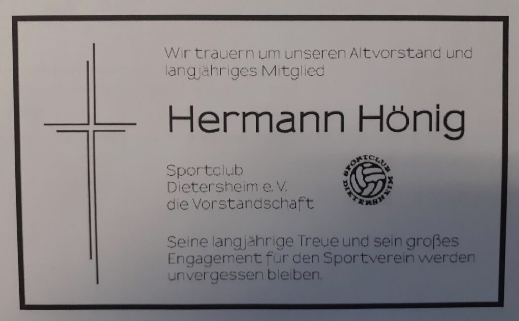 Traueranzeige Hermann Hönig